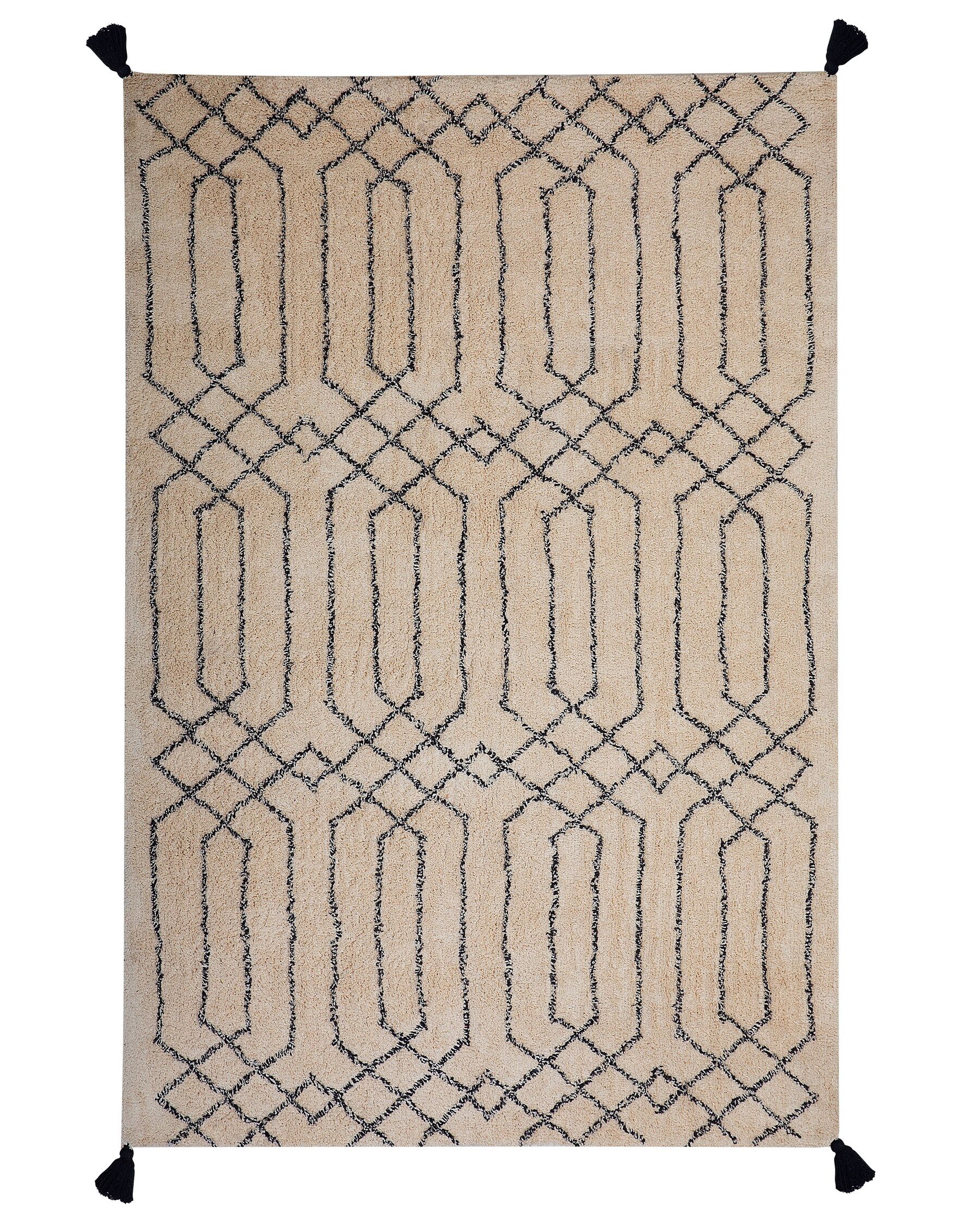 Teppich beige/schwarz 160 x 230 cm Shaggy MALTEPE_747834