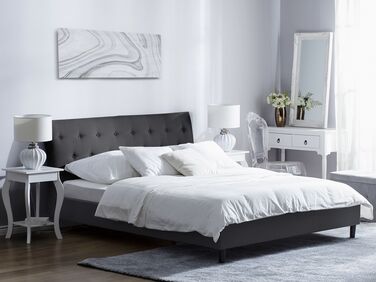 Fabric EU Super King Size Bed Dark Grey SAVERNE