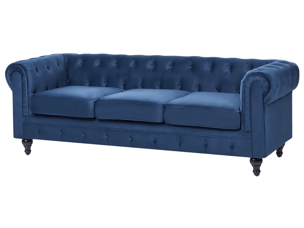 Divano 3 posti CHESTERFIELD Velluto Blu marino_1042039