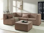 Modular Corner Sofa 4 Seater LEMVIG with Ottoman Corduroy Dark Beige Right Hand_1053331