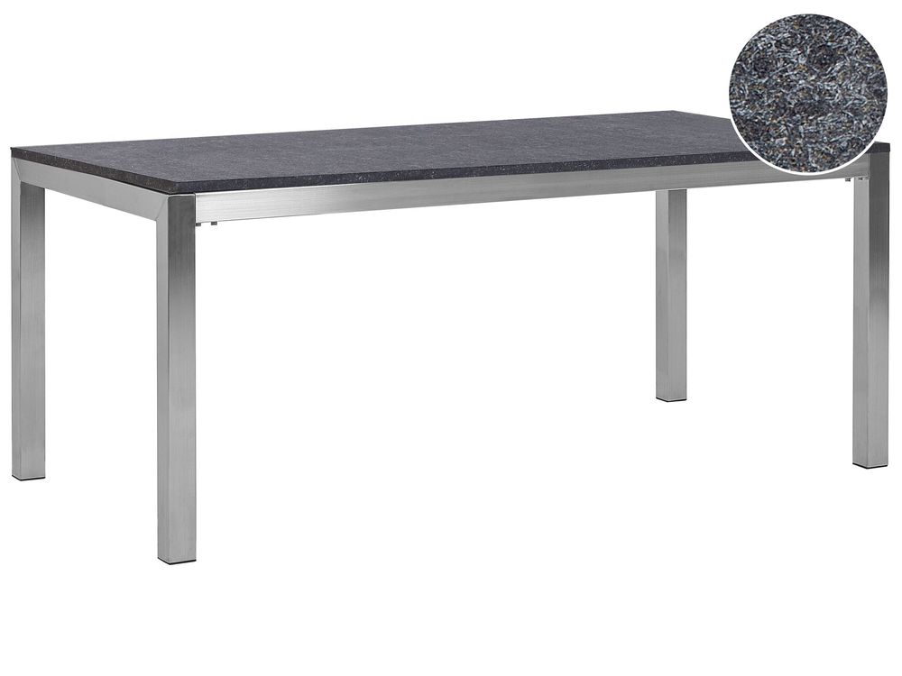 Garden Dining Table GROSSETO 180 cm 90 cm Granite Flamed Graphite Grey
