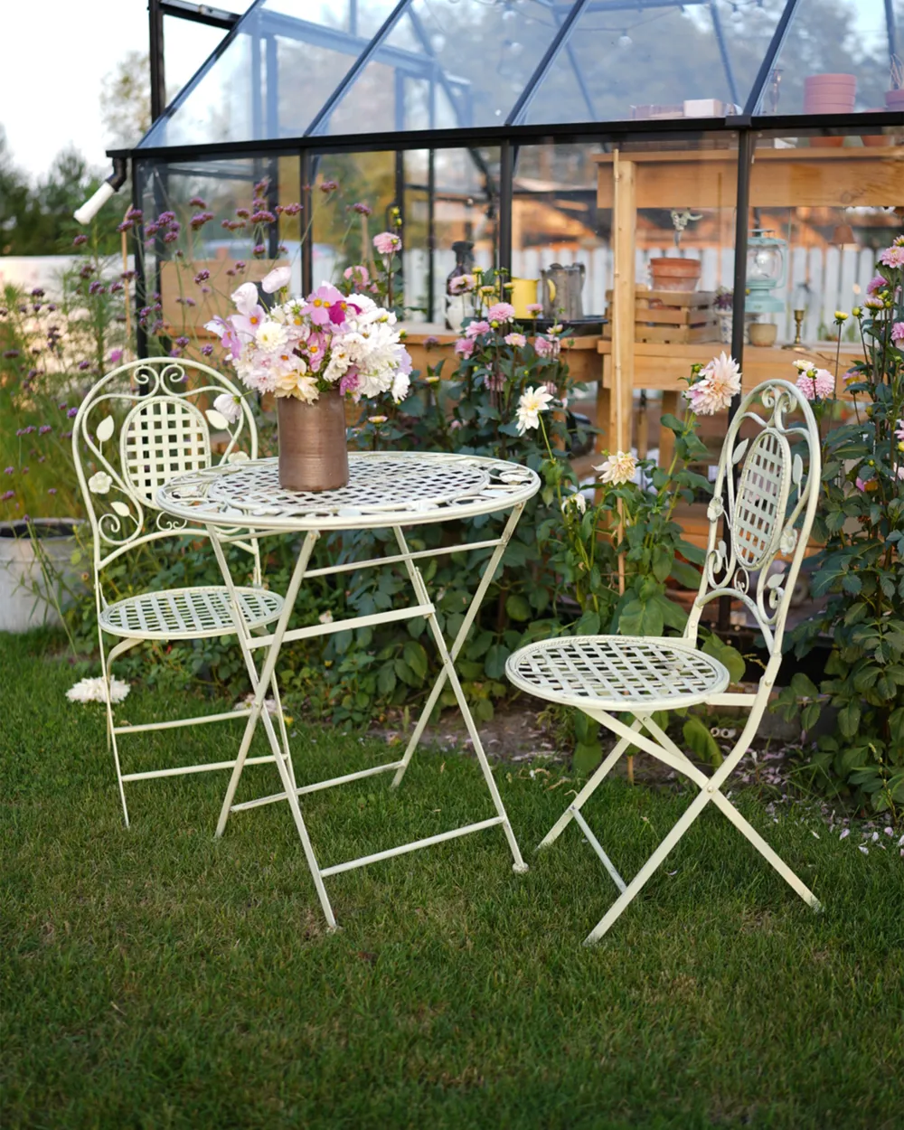 Bistro Set Folding BIVIO Metal Light Green