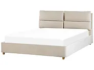 Letto contenitore BATILLY Velluto Beige chiaro 160 x 200 cm_830107
