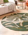 Kulatý koberec s listy monstery ⌀ 140 cm béžovo zelený BAYAT_793641