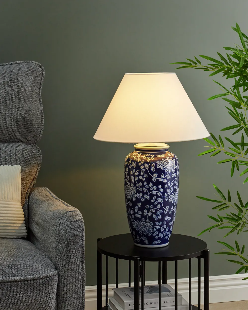 Lampa stołowa ANGELES Porcelana Niebieski