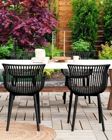 Set of 4 Plastic Dining Chairs Black PESARO