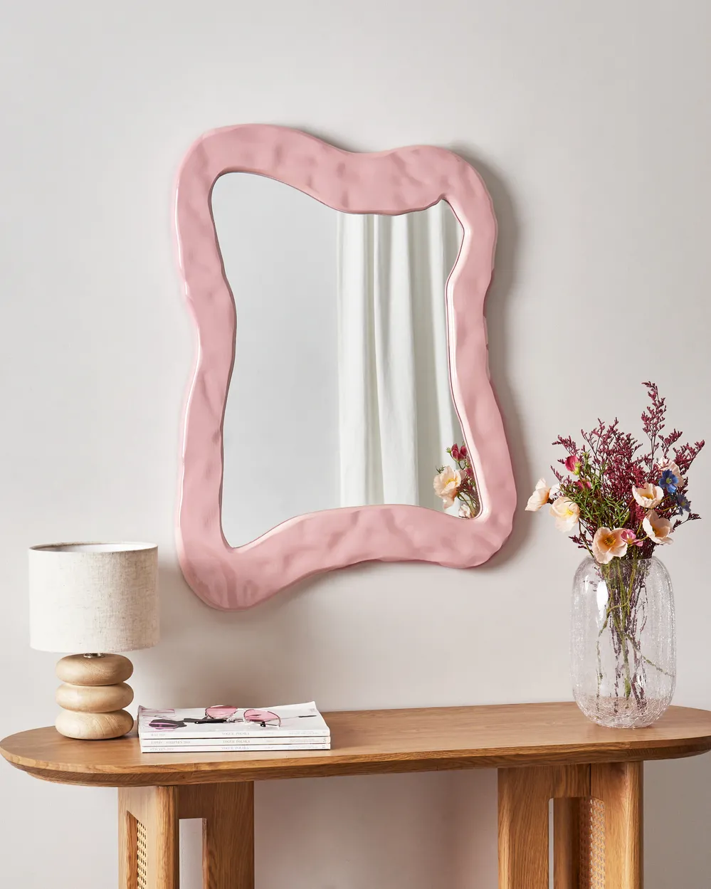 Lustro ścienne PENCRAN 60 cm 80 cm Różowy