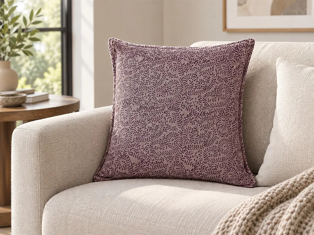 Cuscino decorativo KALMIA 45 x 45 cm Velluto Rosa Trama floreale_1179958