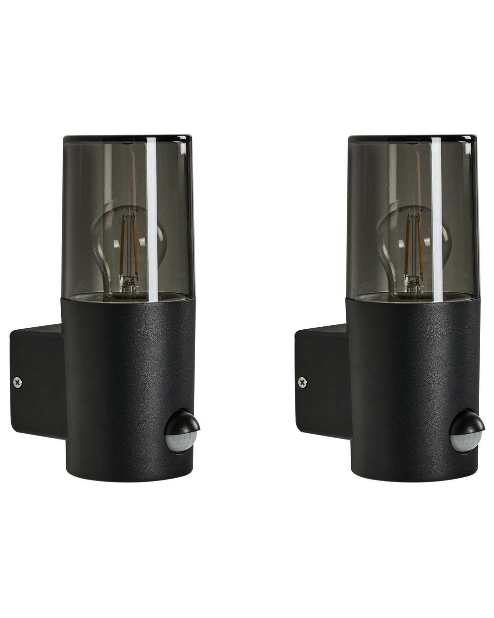 Außenwandleuchte 2er Set ELRICK mit Bewegungsmelder Schwarz
