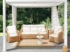 Lounge Set 3-teilig Rattan naturfarben 5-Sitzer Auflagen cremeweiß ALESSANO_928580