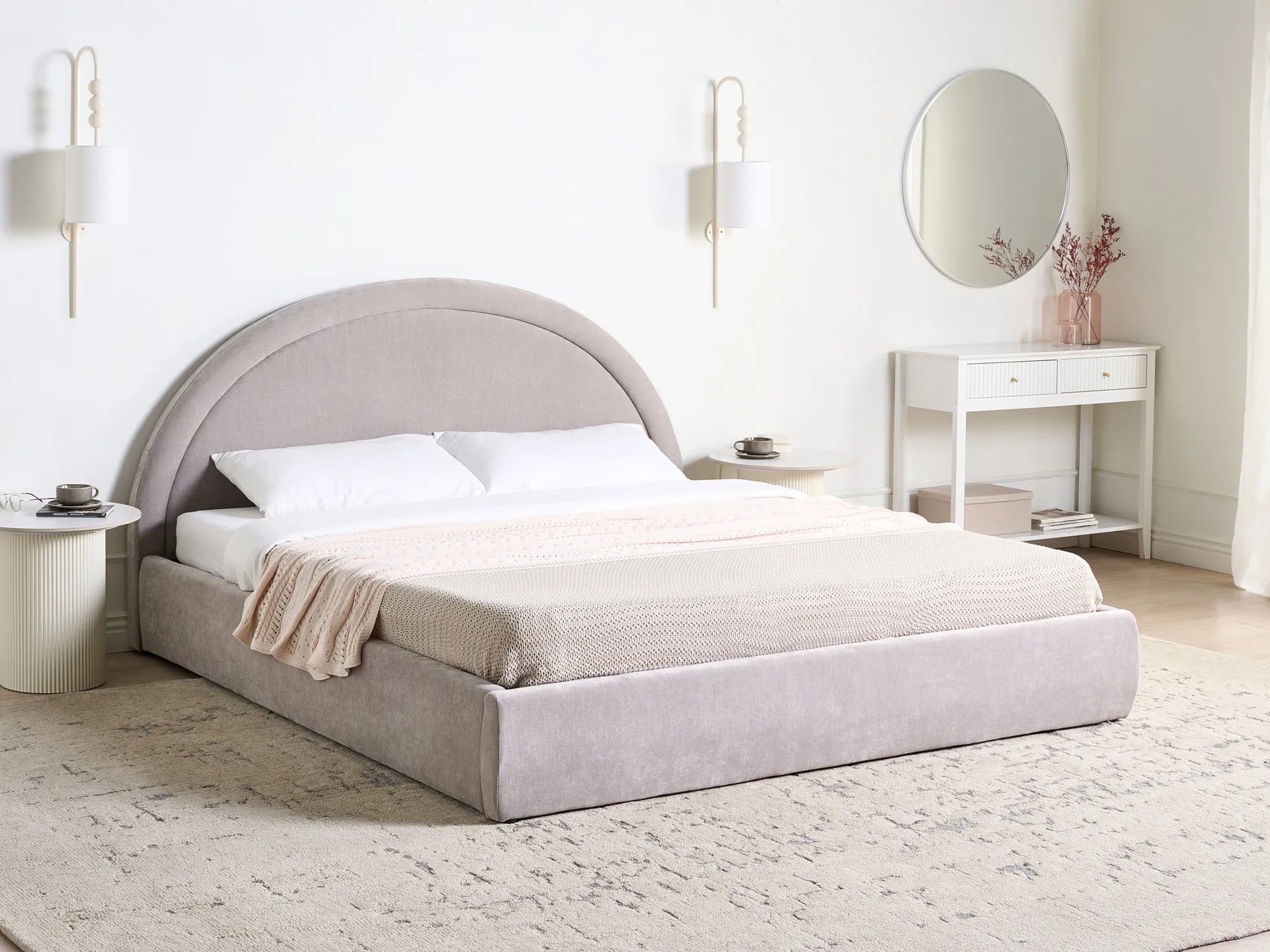 Ottoman Bed MOUZON Chenille Taupe 180 x 200 cm (EU Super King)_1019548