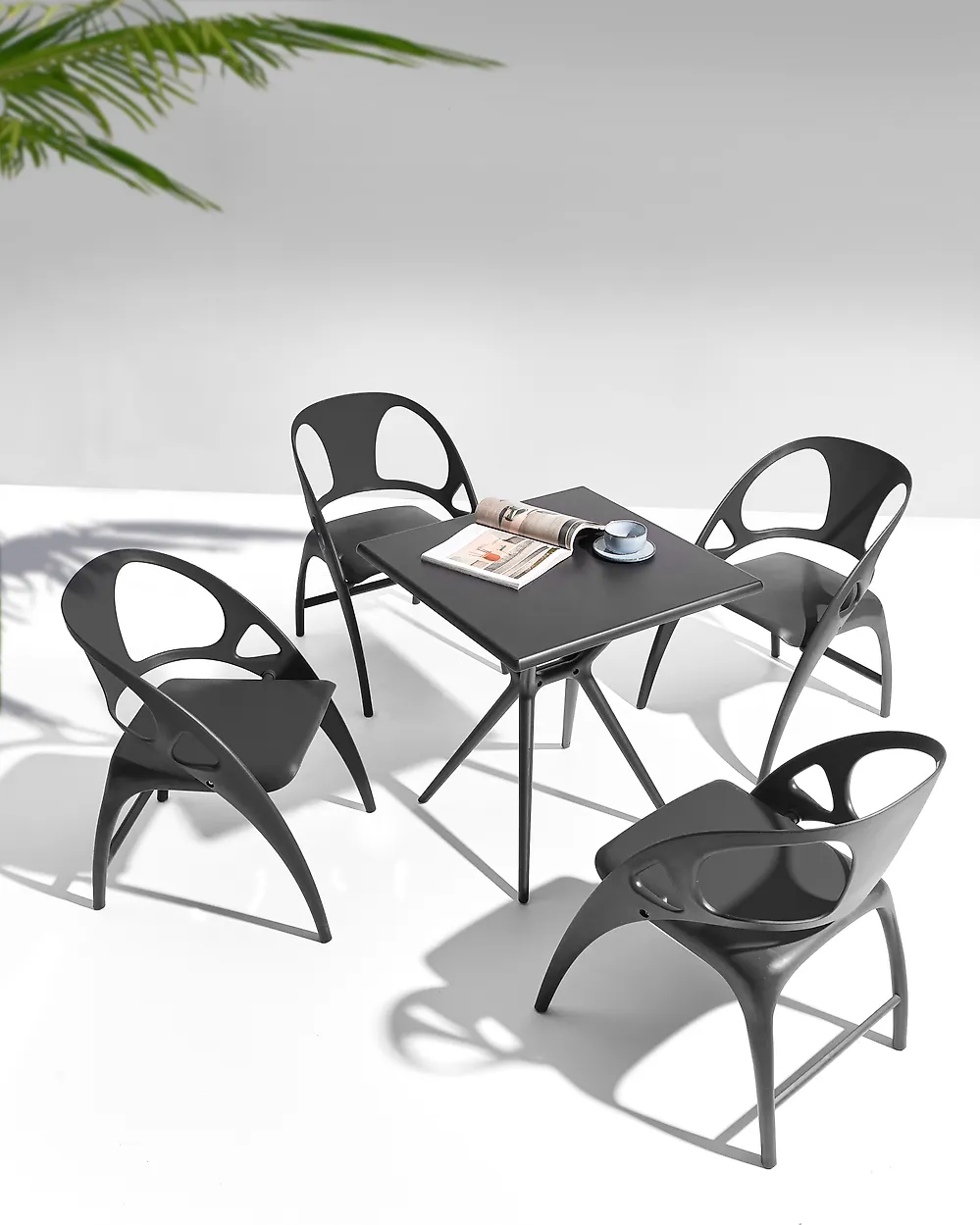 Gartenstuhl 4er Set NEMI klappbar Schwarz_1171449