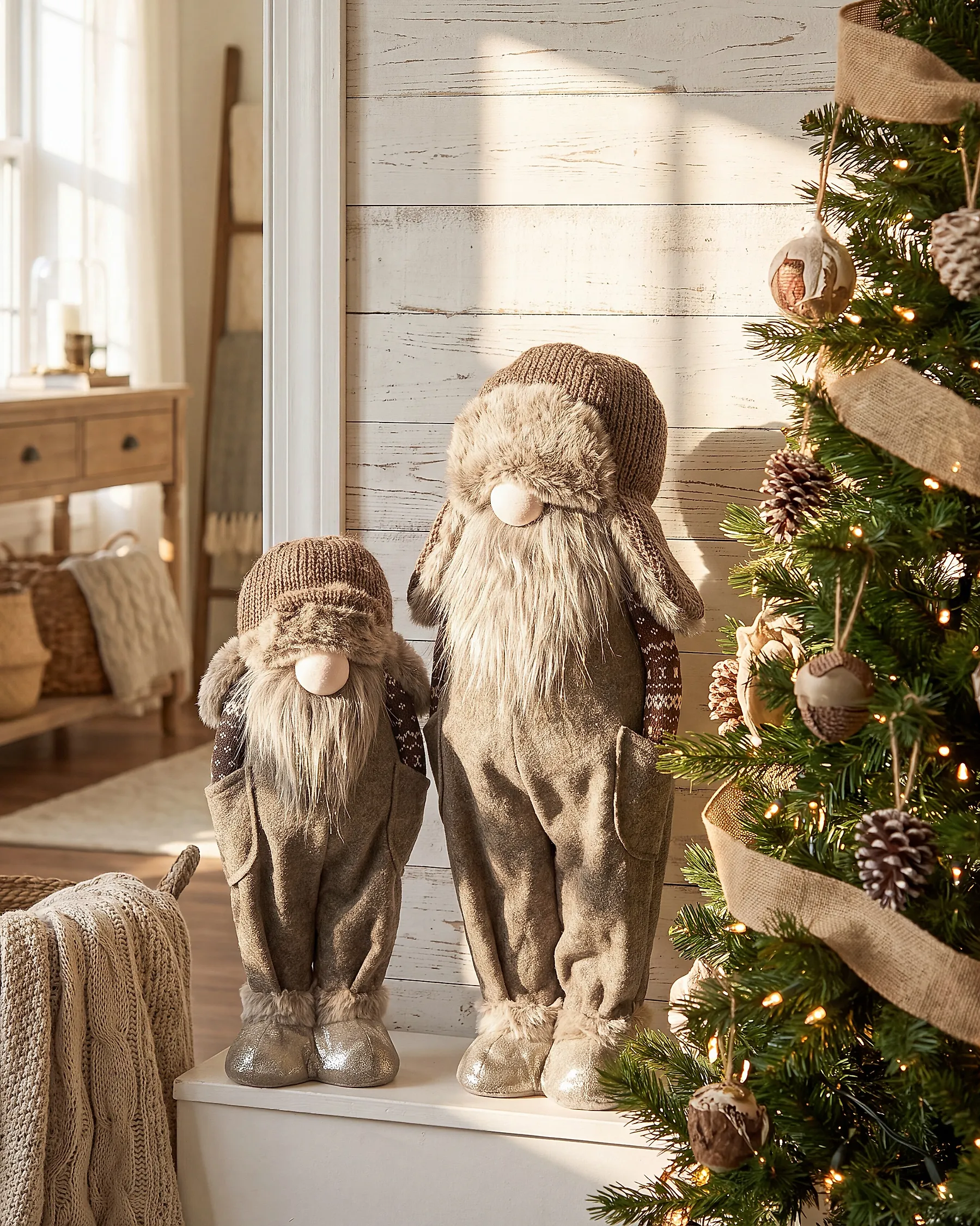 Set of 2 Christmas Decorations PAROLA 39/54 cm Gnome Brown_1174977