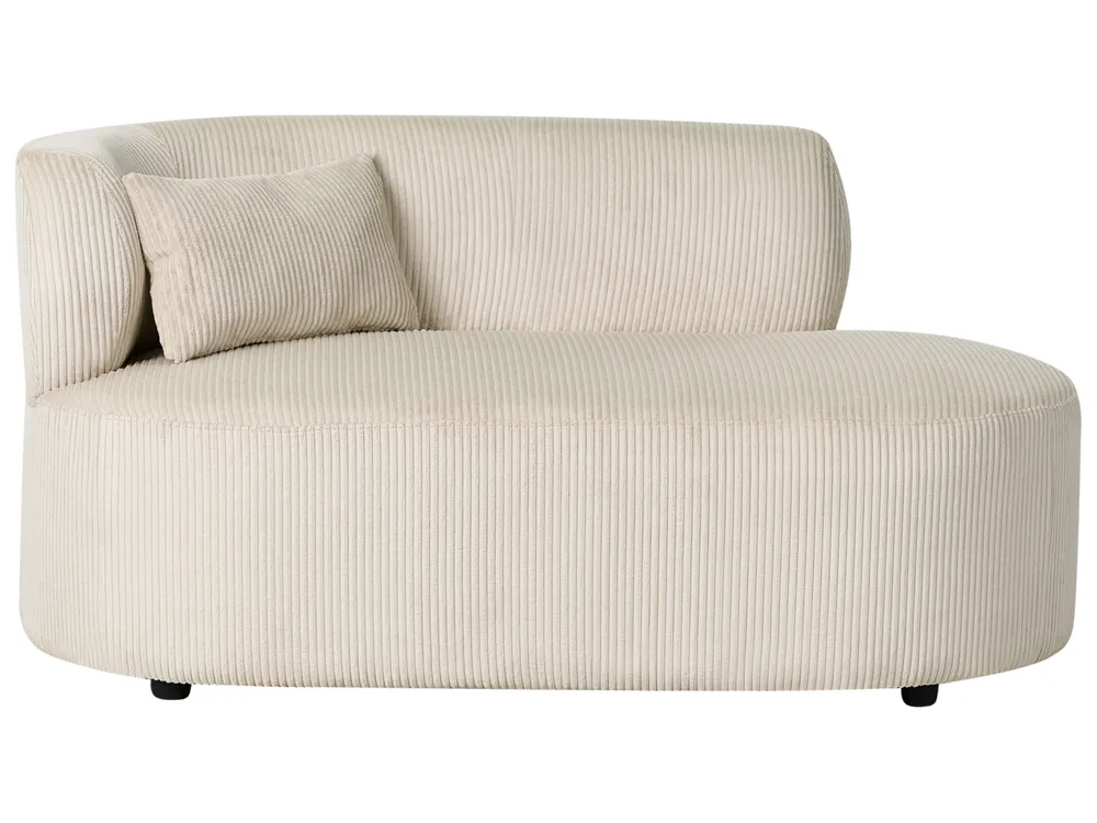 Left-Hand Chaise Longue VANVEY Corduroy Light Beige_1004189
