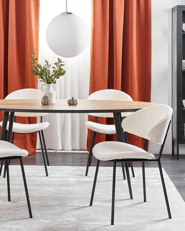 Set of 2 Fabric Dining Chairs Cream KIANA