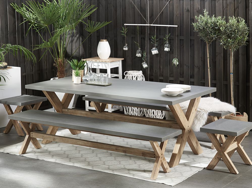 Concrete Garden Table 200 x 100 cm Grey OLBIA Beliani.cz