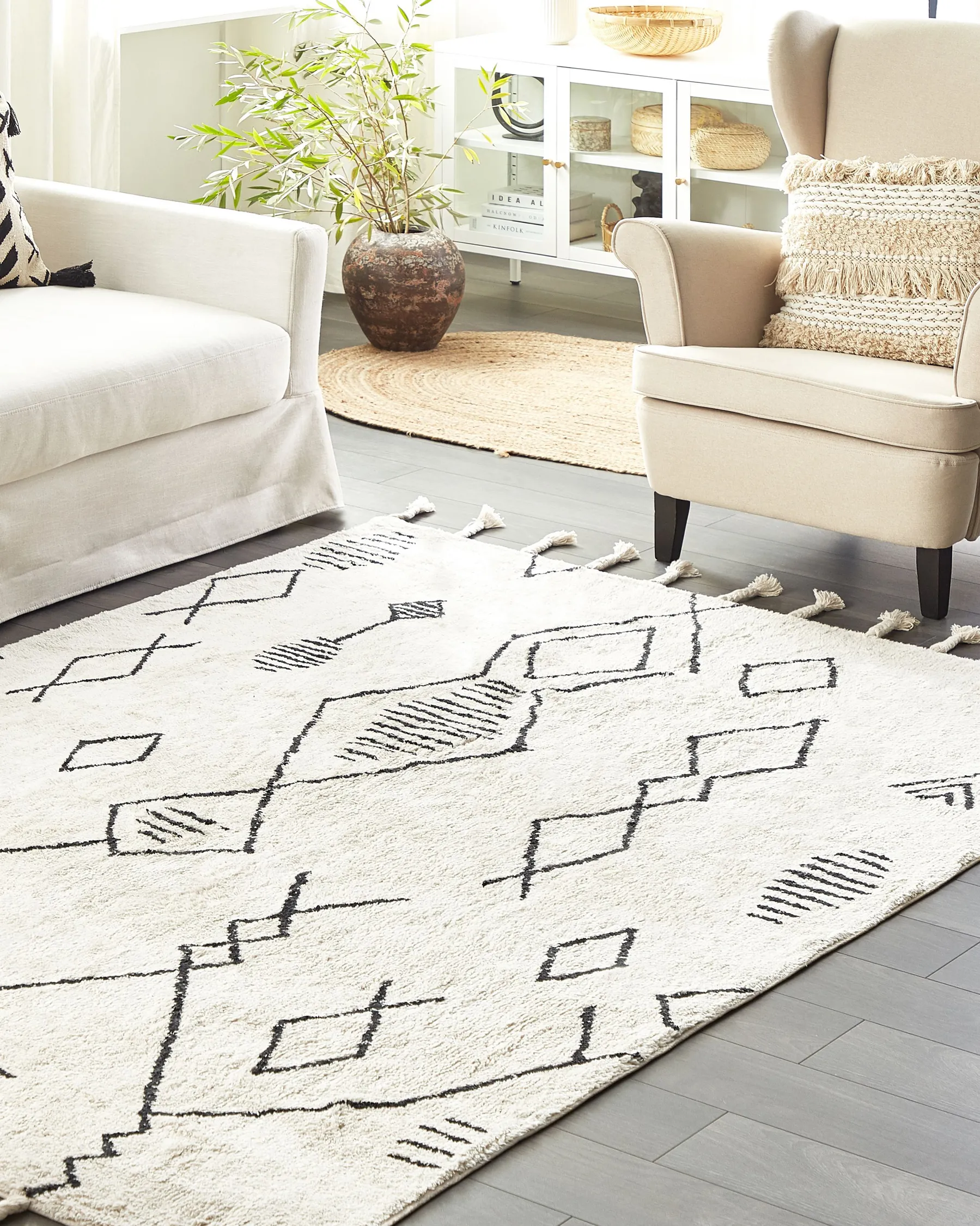 Rug KEBIR Off-White 140 x 200 cm Cotton_830867