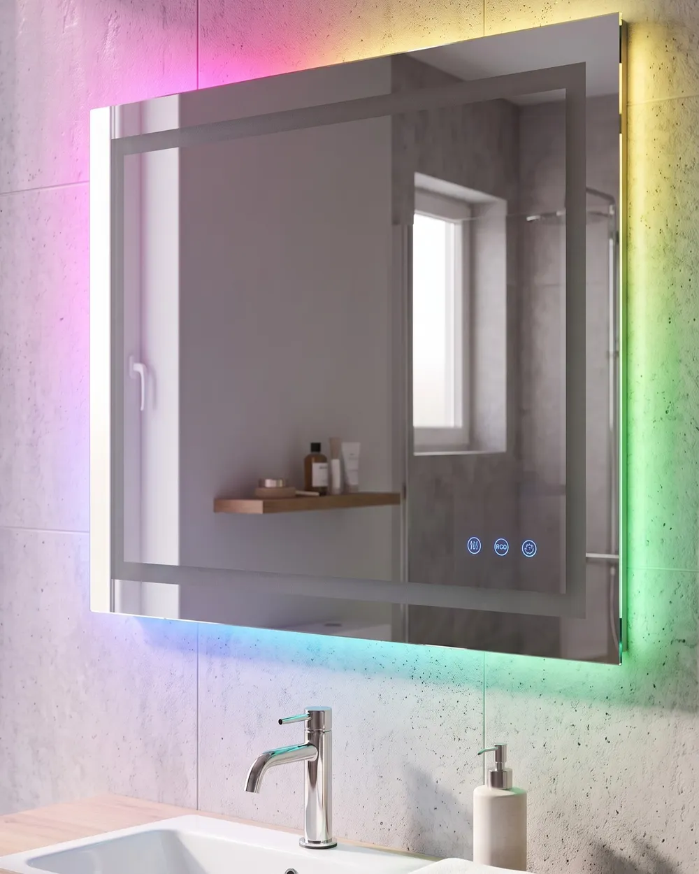 Lustro łazienkowe LED PRENOIS 80 cm 60 cm Srebrny