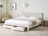 Bed with Storage Drawers LONZAC Velvet Off-White 180 x 200 cm (EU Super King)_1014796