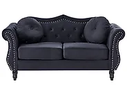 Sofa dla 2 osób SKIEN Welur Czarny_1171183