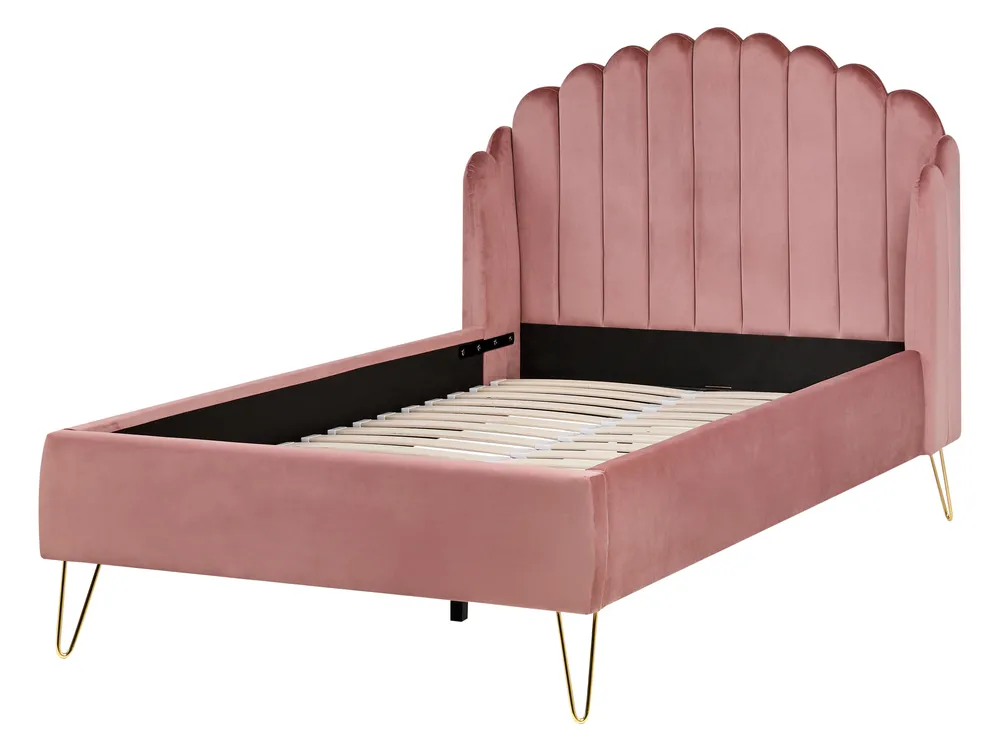 Bed Velvet AMBILLOU 120 x 200 cm (EU Small Double) Pink_1014261