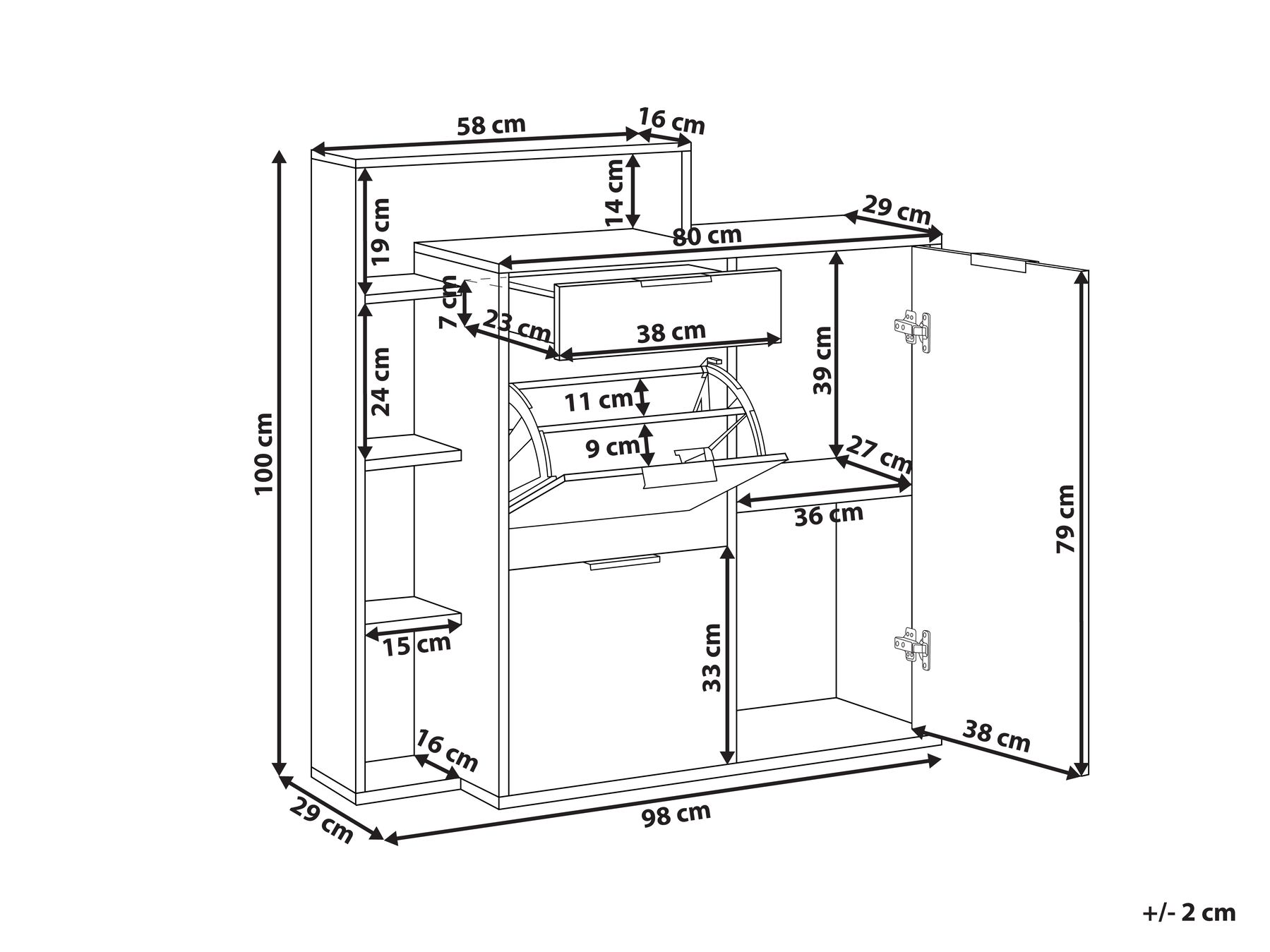 3 Compartment Shoe Storage Cabinet Light Wood MIRANI_948177