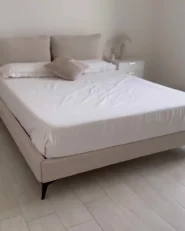 Bett mit Lattenrost Chenillegewebe MELLE 160 x 200 cm Hellbeige_1170224