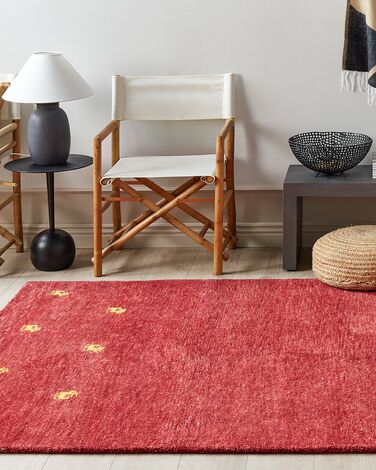 Wool Gabbeh Area Rug 160 x 230 cm Red YARALI