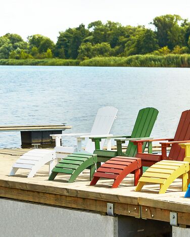 Garden Chair with Footstool White ADIRONDACK