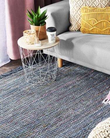 Cotton Area Rug 140 x 200 cm Grey BESNI