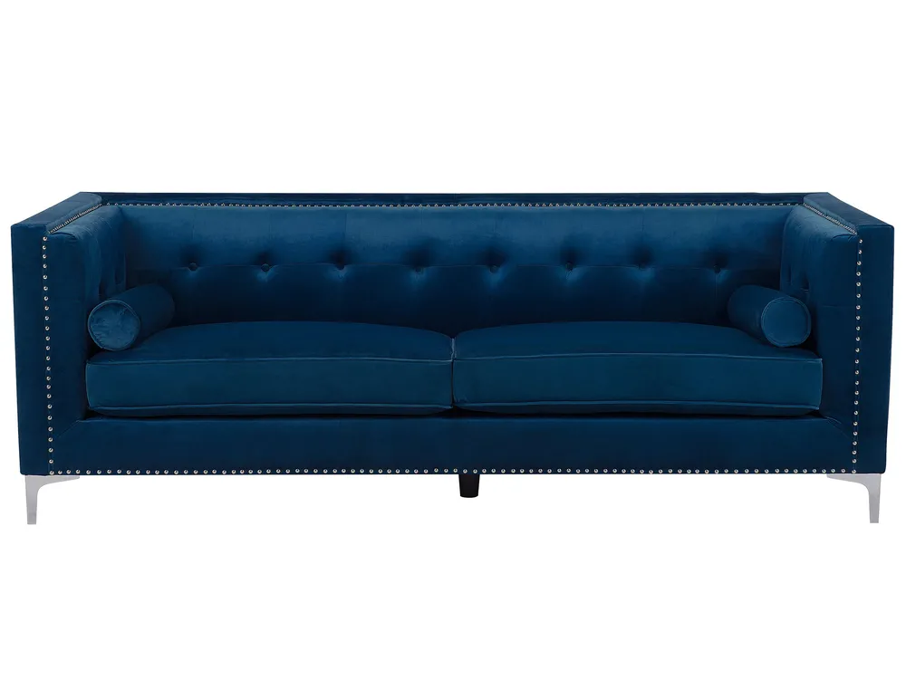 Sofa dla 3 osób AVALDSENES Welur Granatowy