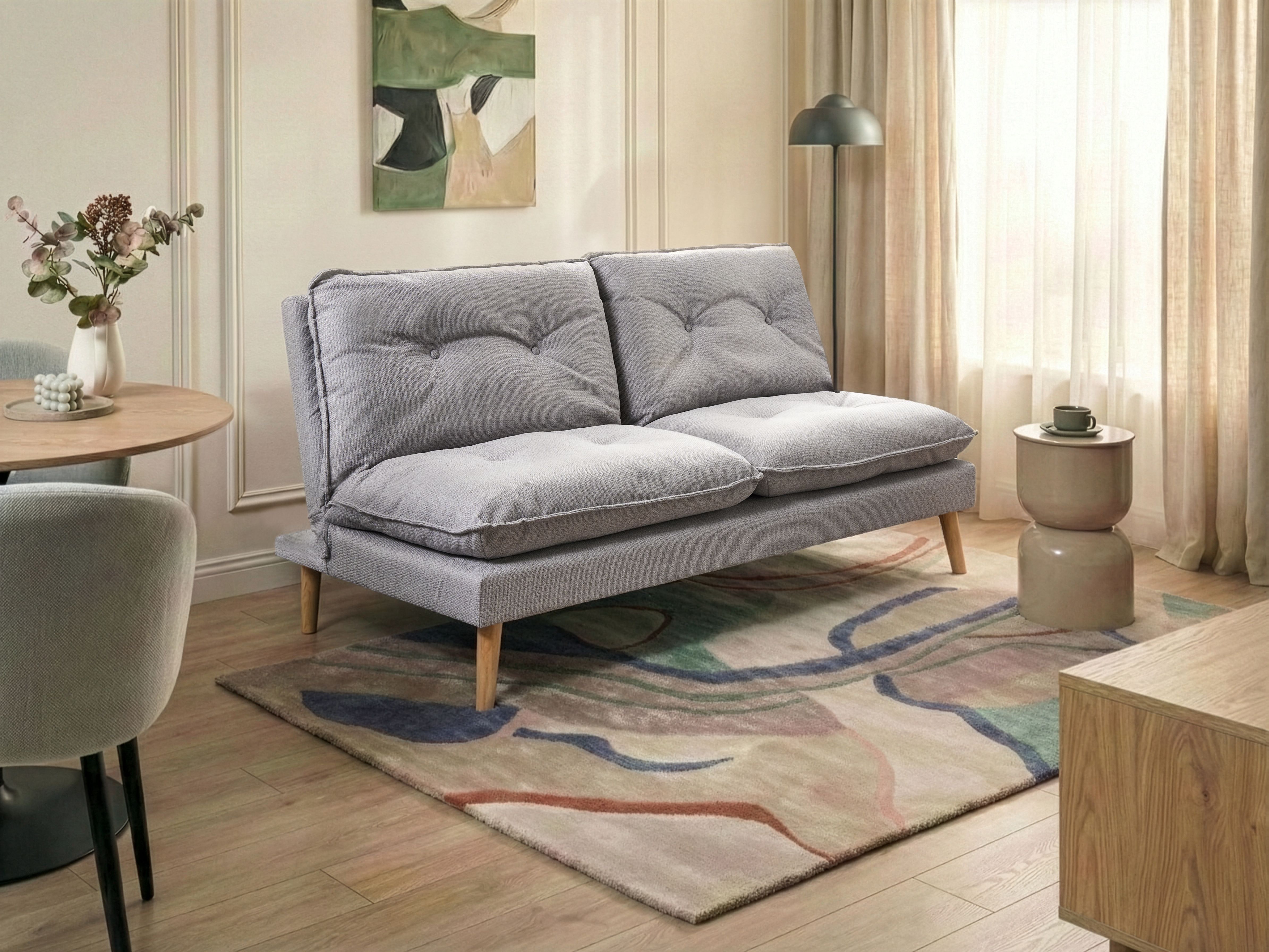 Sofa Bed 3 Seater YILA Fabric Grey_1068100