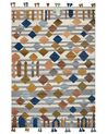 Kelim Teppich Wolle mehrfarbig 200 x 300 cm geometrisches Muster Kurzflor KASAKH_858253