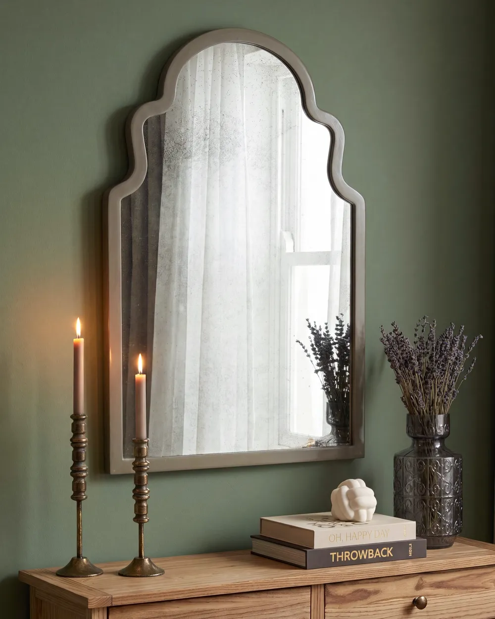 Wall Mirror TILLAC 60 cm 90 cm Paulownia Wood Taupe