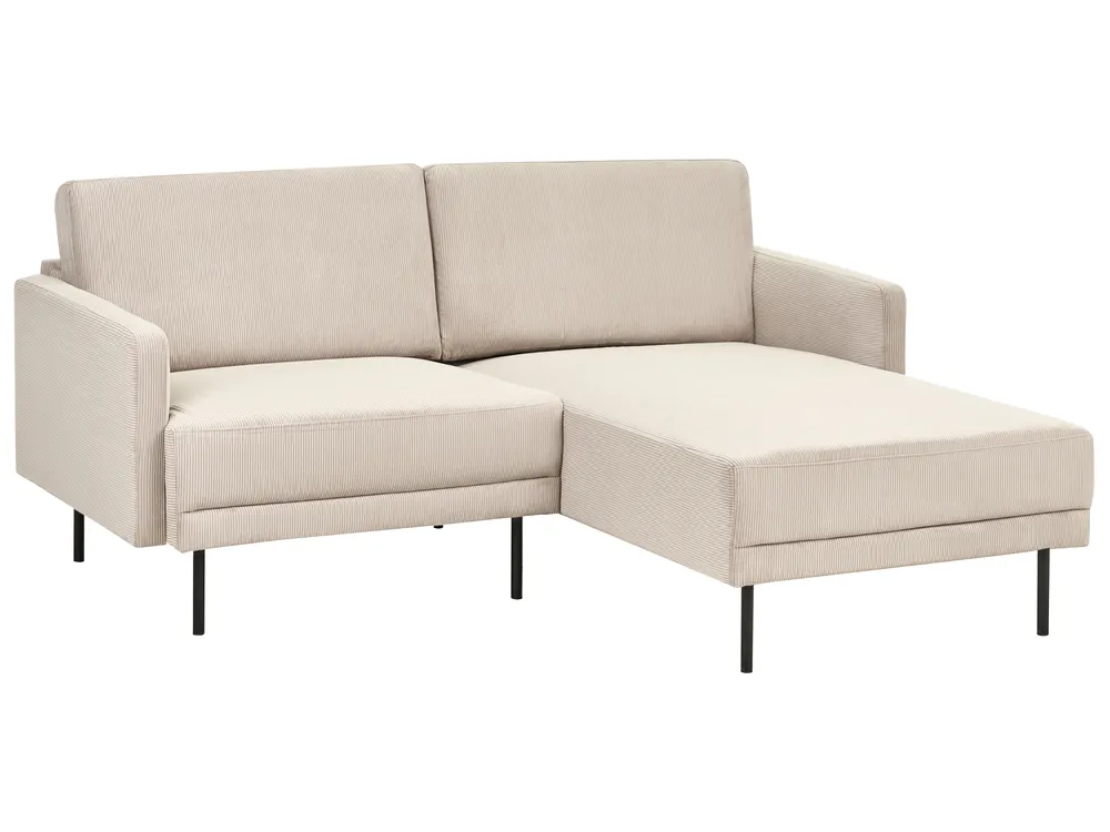 Corner Sofa 2 Seater BREDA Corduroy Beige Left Hand_1004360