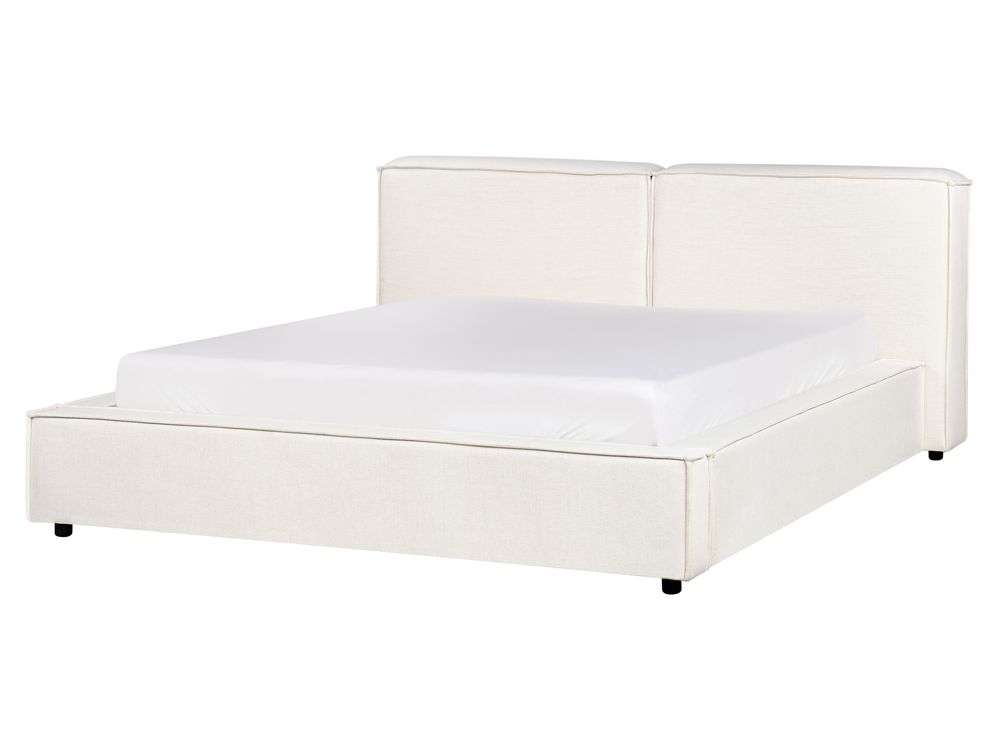 Bett mit Lattenrost Stoff LINARDS 160 x 200 cm Cremeweiss