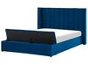 Zamatová vodná posteľ s úložným priestorom 160 x 200 cm modrá NOYERS_915141