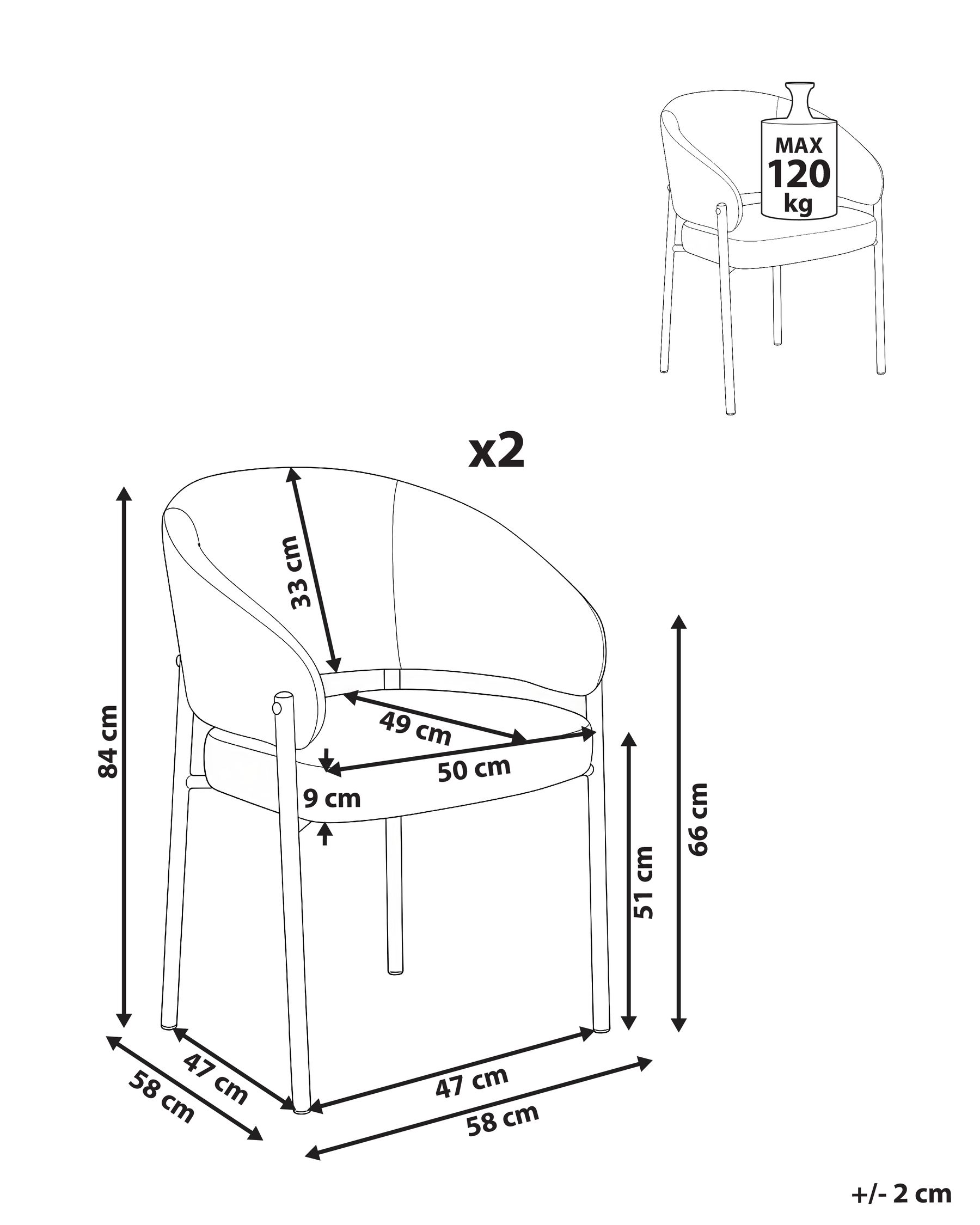 Set of 2 Dining Chairs ZANE Fabric Taupe_1042479