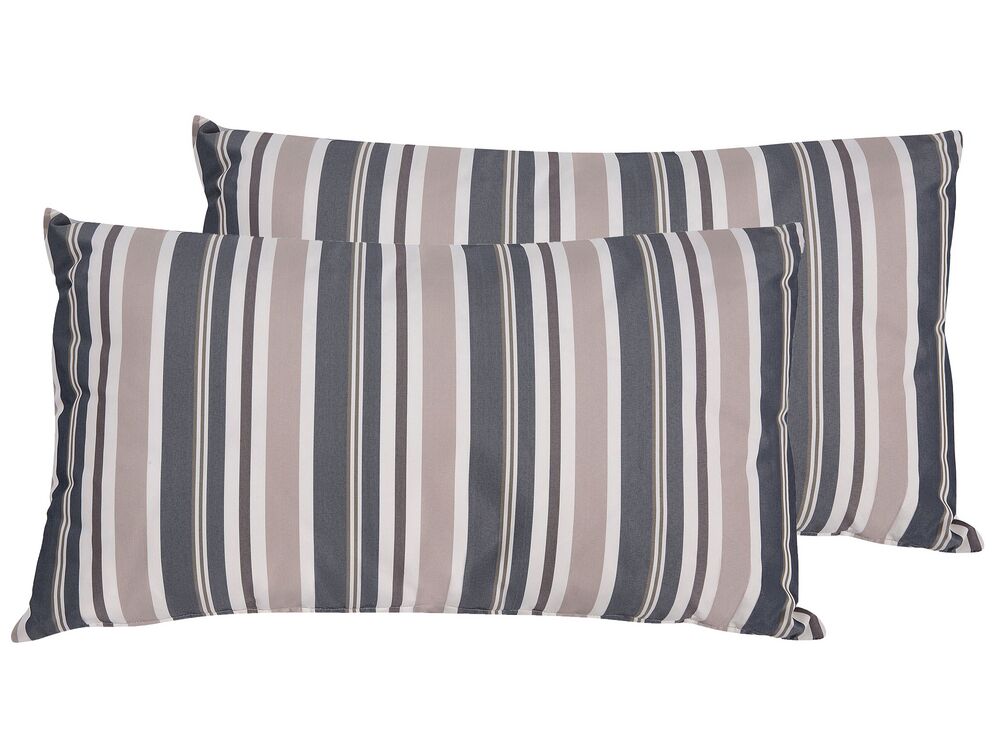 Set di 2 cuscini da esterno KASTOS A strisce 40 x 70 cm Tortora