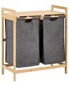 Set of 2 Laundry Baskets with Shelf AZUFRERA Bamboo Light Brown/ Grey 70 L