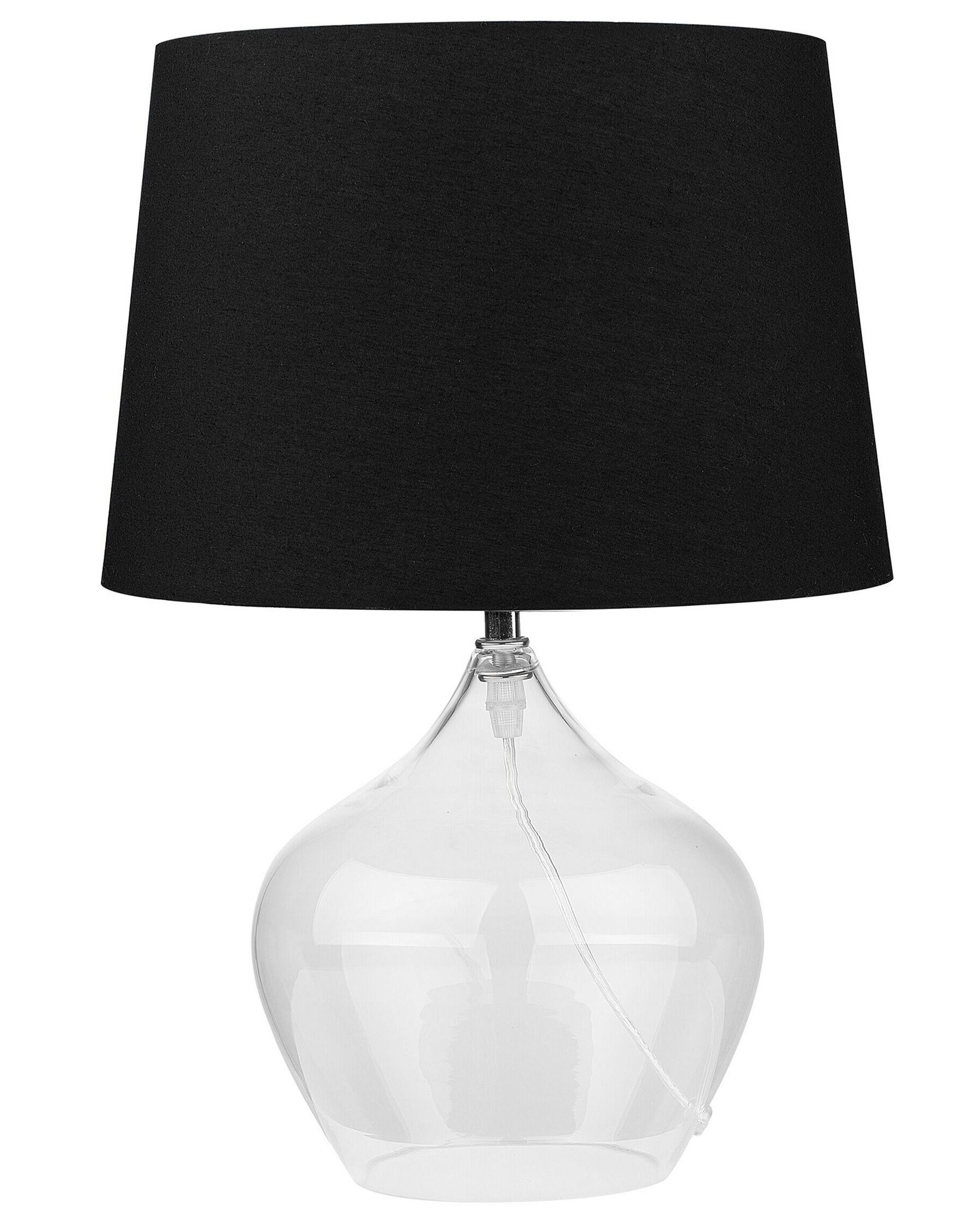 Tischlampe Glas transparent / schwarz 45 cm Trommelform OSUM_726604