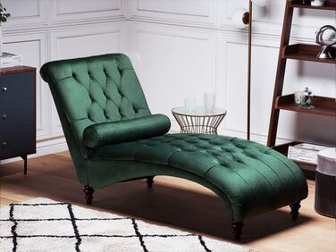 Velvet Chaise Lounge Dark Green MURET