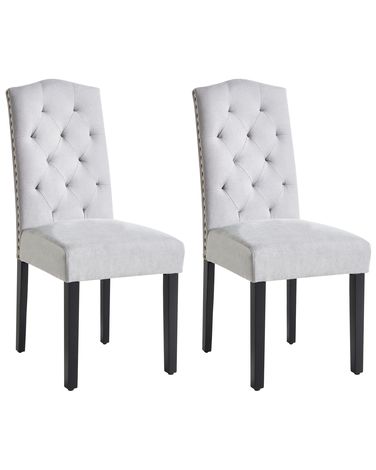 Beliani Lot de 2 Chaises Shirley Tapissées en Tissu Gris de Qualité
