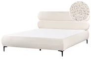 Lit avec sommier Bouclé LESSAY 180 x 200 cm Blanc cassé_982246