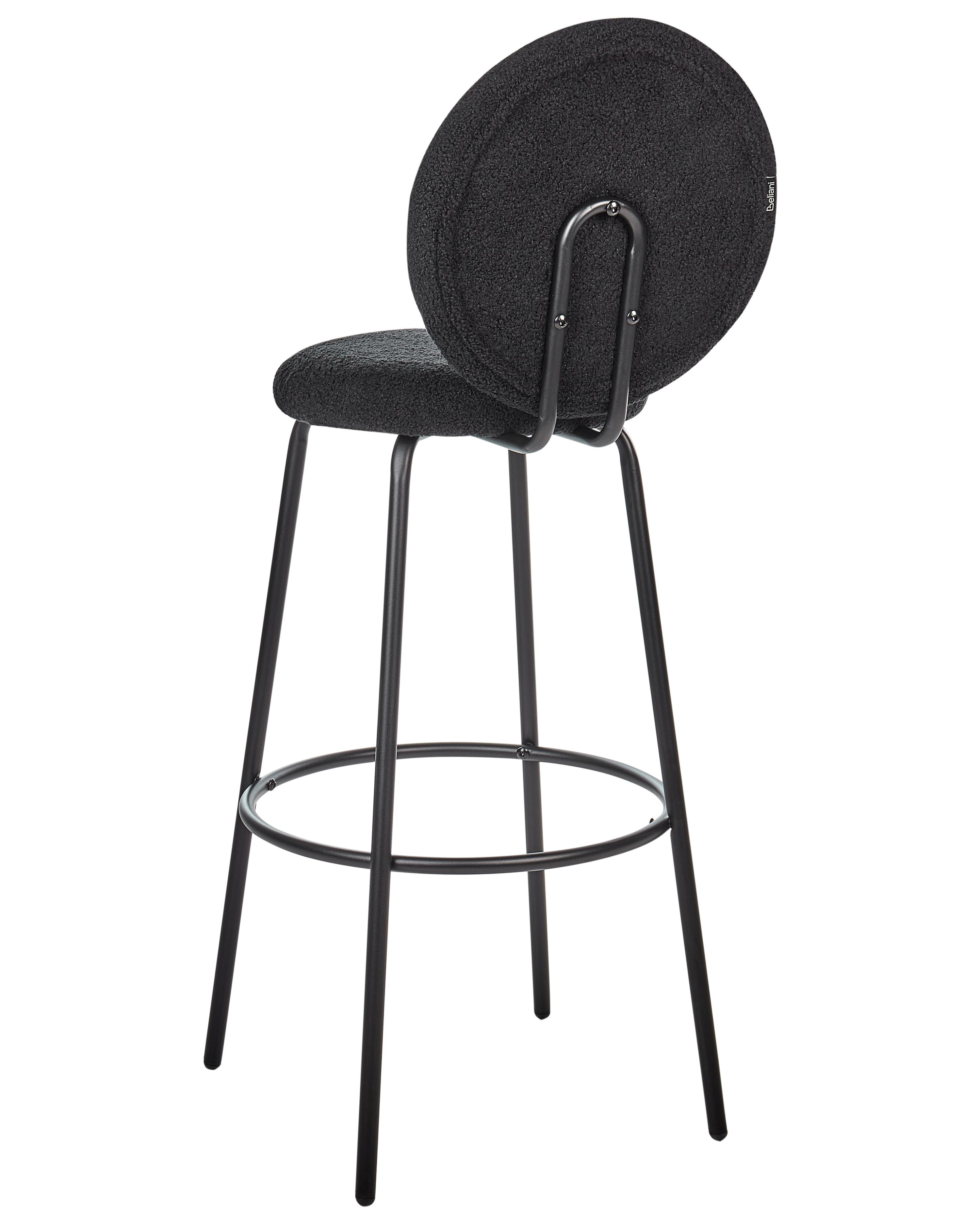 Set of 2 Boucle Bar Chairs Black EMERY_915930