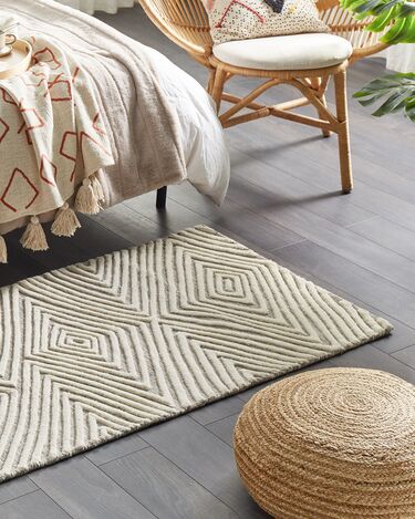 Wool Area Rug 80 x 150 cm White and Grey GOKSUN