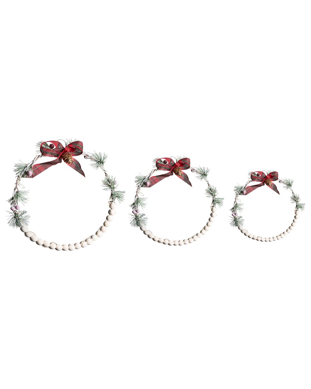 Set de 3 decorațiuni suspendate LED KEITELE 25/30/35 cm Coroniță Alb