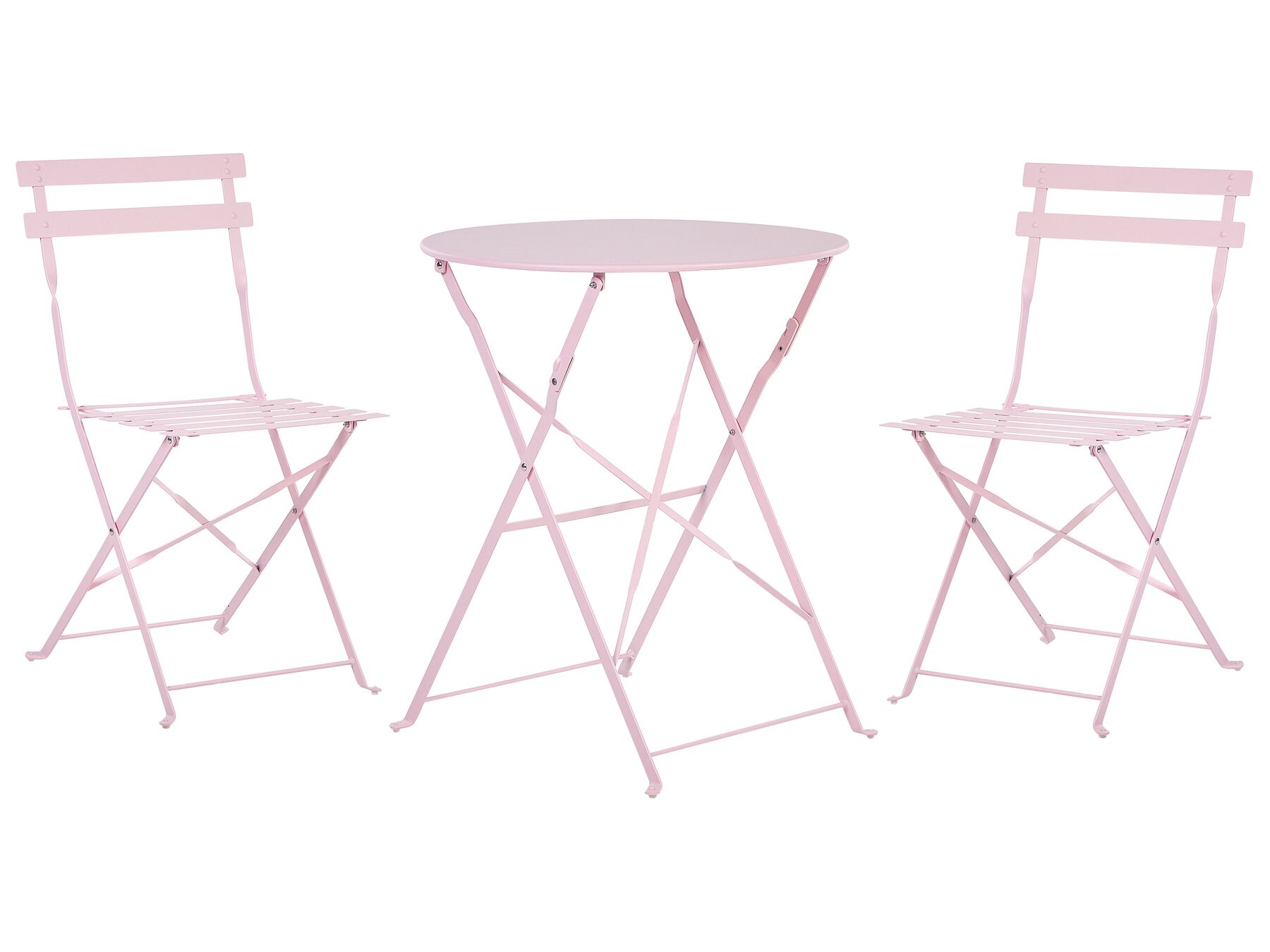 Salon de jardin bistrot table et 2 chaises en acier rose pastel FIORI_804832