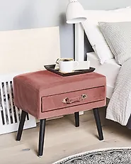 1 Drawer Bedside Table EUROSTAR Corduroy Pink_1169939