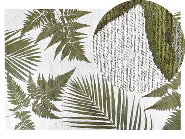 Tapete de algodão com motivo de folhas verde 140 x 200 cm BARZAH